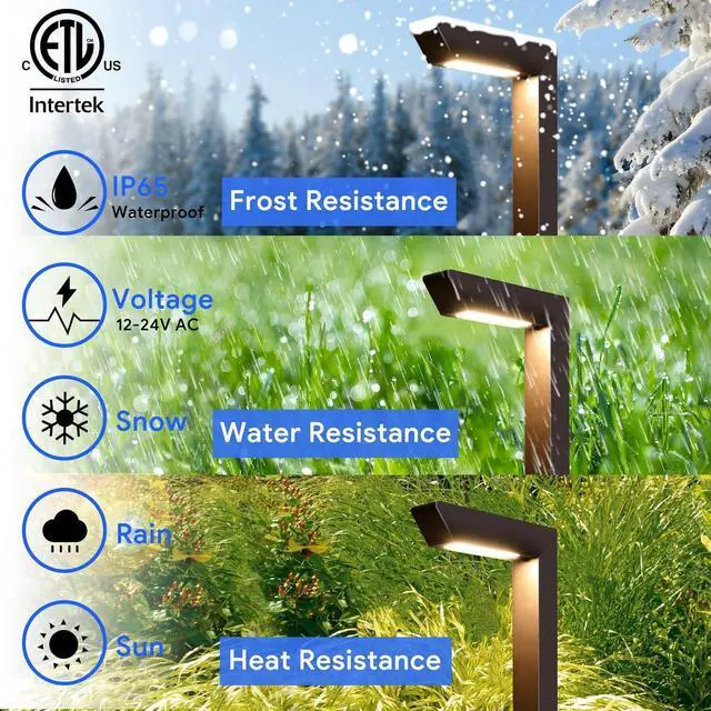 Alt view image 4 of 7 - Energetic 3CCT Low Voltage Landscape Lights, 5W 200LM IP65 Waterproof LED Pathway Lights, 50000 Hrs, Outdoor Landscape Lighting, Square Modern Side Lit, Die-cast Aluminum Housing, ETL Listed, 6 Pack