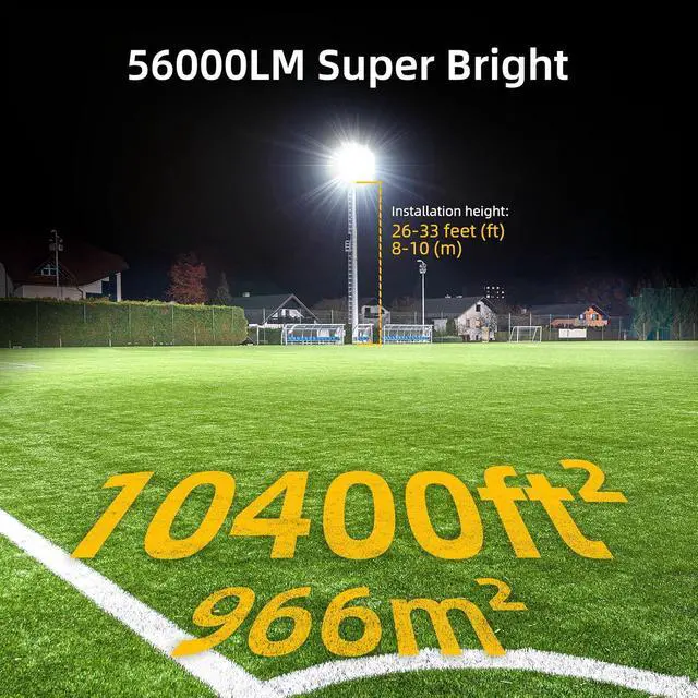 Alt view image 2 of 7 - Kekeou Stadium Lights Outdoor LED Flood Light 400W 56000LM 6500K Arena Field Lights Surge 6KV IP67 Waterproof Parking Lot Light Adjustable Lighting Angle for Court