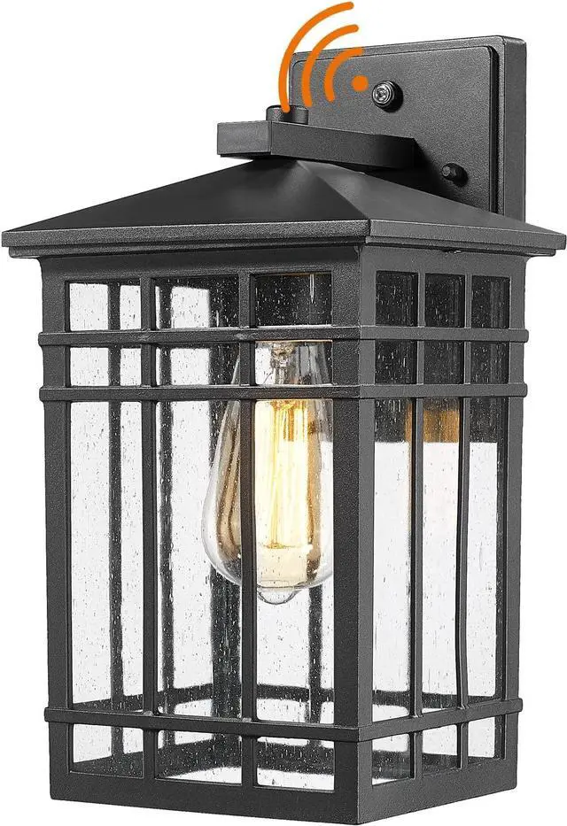 Main image of Dusk to Dawn Outdoor Wall Lantern,Exterior Wall Mount Light, 1-Light Outdoor Wall Lighting Fixture for Porch,Garage, Patio, Hallway and Entryway (Black-Wall Light, 1 Pack),DDAMS-W18