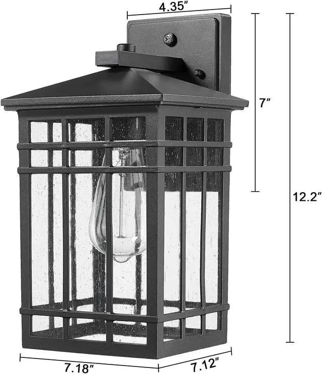 Alt view image 2 of 7 - Dusk to Dawn Outdoor Wall Lantern,Exterior Wall Mount Light, 1-Light Outdoor Wall Lighting Fixture for Porch,Garage, Patio, Hallway and Entryway (Black-Wall Light, 1 Pack),DDAMS-W18