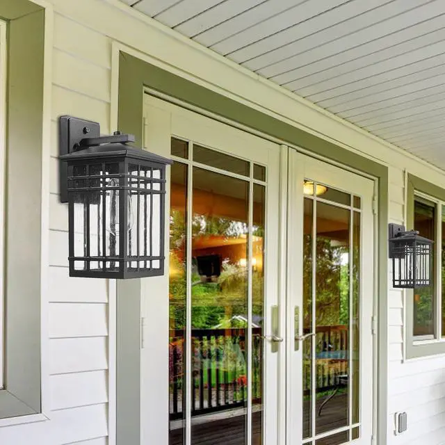 Alt view image 5 of 7 - Dusk to Dawn Outdoor Wall Lantern,Exterior Wall Mount Light, 1-Light Outdoor Wall Lighting Fixture for Porch,Garage, Patio, Hallway and Entryway (Black-Wall Light, 1 Pack),DDAMS-W18