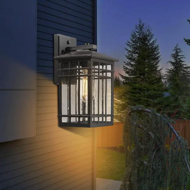 Alt view image 7 of 7 - Dusk to Dawn Outdoor Wall Lantern,Exterior Wall Mount Light, 1-Light Outdoor Wall Lighting Fixture for Porch,Garage, Patio, Hallway and Entryway (Black-Wall Light, 1 Pack),DDAMS-W18