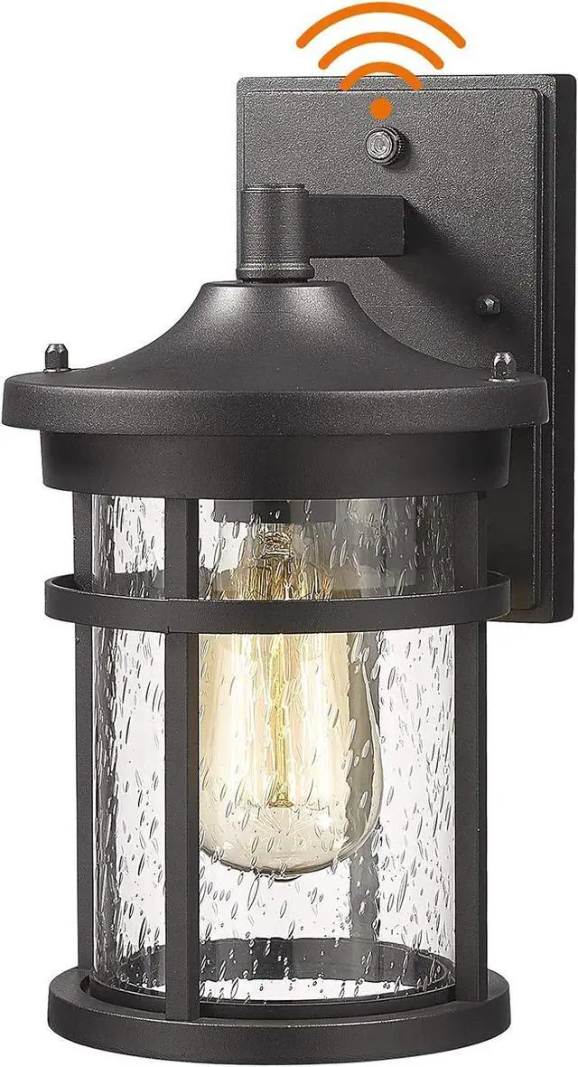 Main image of Dusk to Dawn Outdoor Wall Lighting Outdoor Wall Lantern with Sensor Exterior Wall Light Anti-Rust Porch Light Fixtures Wall Mount Waterproof Wall Sconce with Clear Seeded Glass for Garage Patio