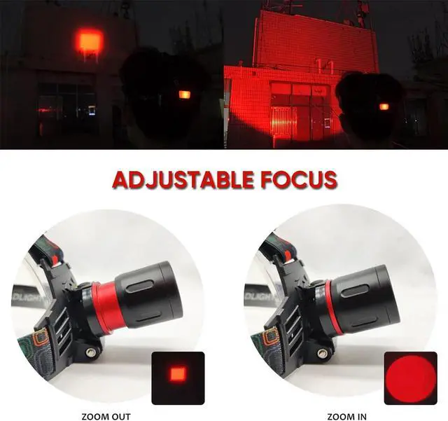 Alt view image 5 of 7 - XLENTGEN Red Light Hunting Headlamp Rechargeable Red LED Headlamps 3 Modes Super Bright Red Headlamp for Coon Coyote Hog Predator Hunting Astronomy & Night Photography (Batteries Included)