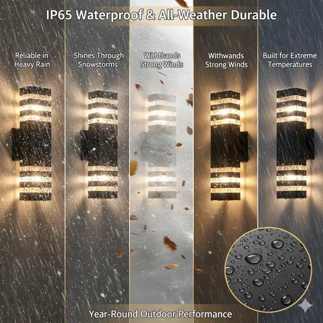 Alt view image 3 of 7 - 6 Pack 15 Inch Hardwired Outdoor LED Wall Lights,18W 1800LM 4000K Neutral White IP65 Waterproof Die-Cast Aluminum Exterior Porch Sconces,Wall Lamp for Patio Garage Front Door.(No Sensor)