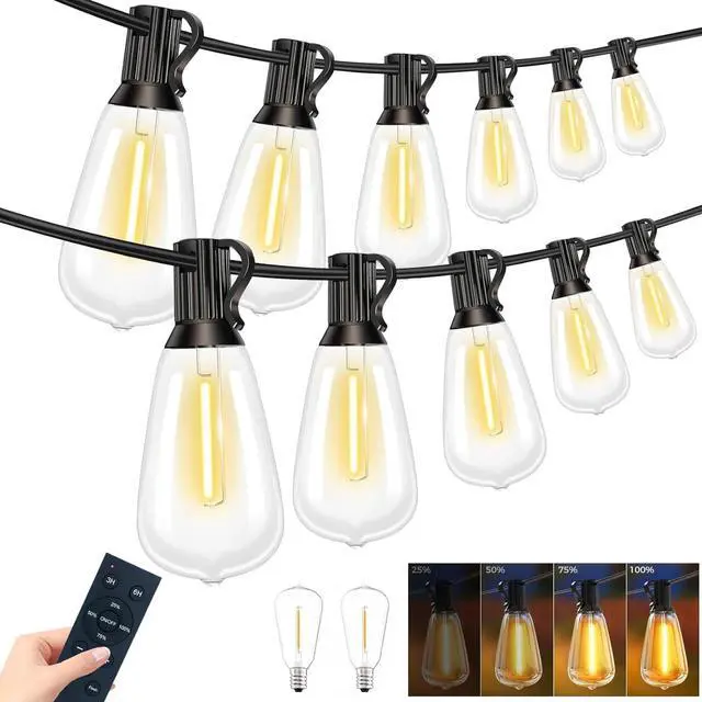 Main image of btfarm 100FT LED Outdoor String Lights Waterproof with Remote, Patio Lights with 32+2 ST38 Edison Bulbs, Hanging Light for Outside with Timer for Backyard Party Yard Gazebo Porch, 2700K Dimmable