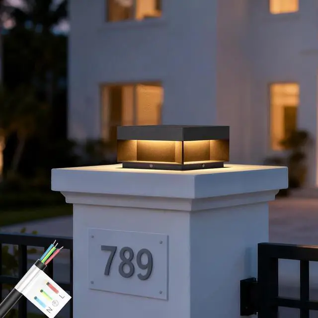Main image of MVBT Outdoor Post Lights Hard Wired, 7.9" AC100-240V Column Lights, Waterproof Modern Pillar Light, 3000K Fence Post Cap Light, Deck LED Lamp Landscape Lighting for Patio Garden Yard Gate Posts