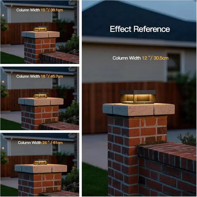 Alt view image 7 of 7 - MVBT Outdoor Post Lights Hard Wired, 7.9" AC100-240V Column Lights, Waterproof Modern Pillar Light, 3000K Fence Post Cap Light, Deck LED Lamp Landscape Lighting for Patio Garden Yard Gate Posts
