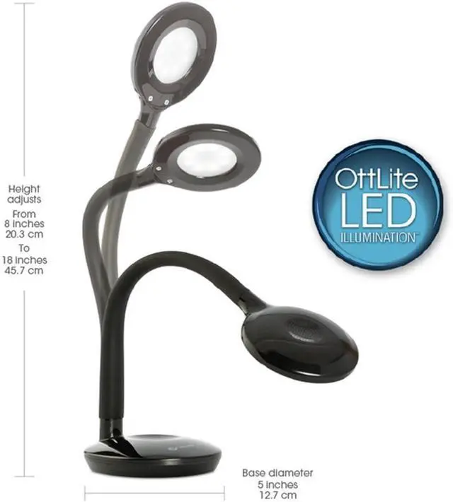 Alt view image 3 of 7 - OttLite D59PNB-FFP Soft Touch Flex Led Lamp, Desk Lamp, Space Saving Design, Flexible Adjustment, Dimmable, 10.5" x 5.25" x 11", Black