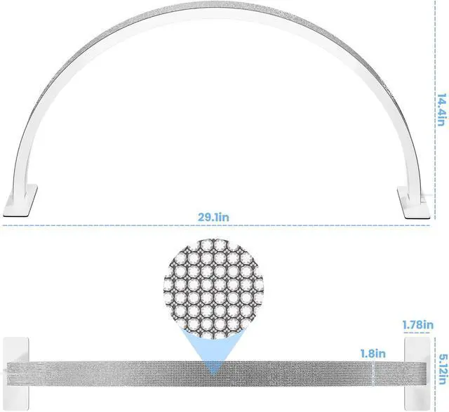 Alt view image 5 of 7 - Large Half Moon Light for Nail Desk, 30" 48W Professionals Led Light, Desk Lamp for Lash Eyelash Extension,Makeup Desk lamp,Color Temperature 2700K-6000K, Salon&Home(Crystal Diamond)