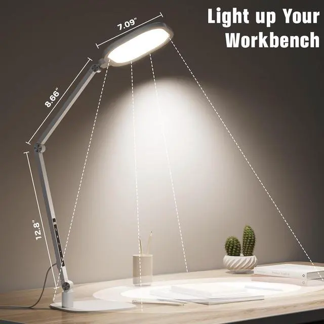 Alt view image 5 of 6 - LitONES LED Desk Lamp for Home Office, 15W Desk Light with CRI >95, Memory & Timer Function, 1200LM Dimmable Computer Light for Video Calls, Conference, Reading, Study (White)