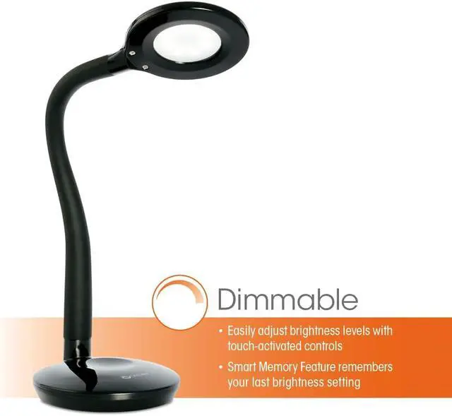 Alt view image 6 of 7 - OttLite D59PNB-FFP Soft Touch Flex Led Lamp, Desk Lamp, Space Saving Design, Flexible Adjustment, Dimmable, 10.5" x 5.25" x 11", Black