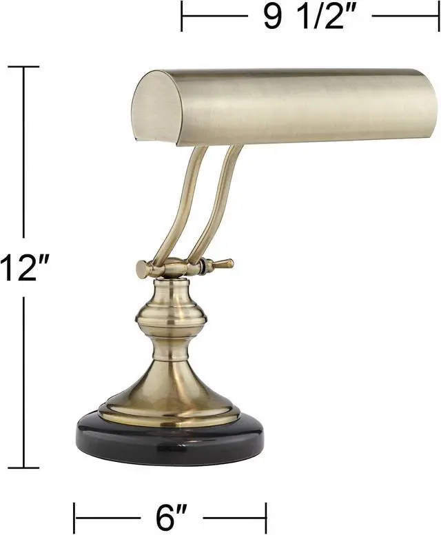 Alt view image 4 of 7 - Regency Hill Traditional Piano Banker Desk Lamp 12" High Antique Brass Gold Metal Shade Adjustable Arm Decor for Living Room Bedroom House Bedside Nightstand Home Office Reading Family