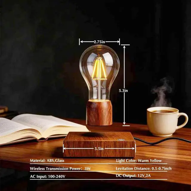 Alt view image 3 of 7 - Magnetic Levitating Floating Wireless LED Light Bulb Desk Lamp for Unique Gifts, Room Night Light, Home Office Decor Tech Toys