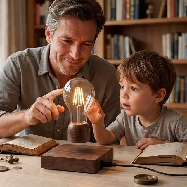 Alt view image 5 of 7 - Magnetic Levitating Floating Wireless LED Light Bulb Desk Lamp for Unique Gifts, Room Night Light, Home Office Decor Tech Toys