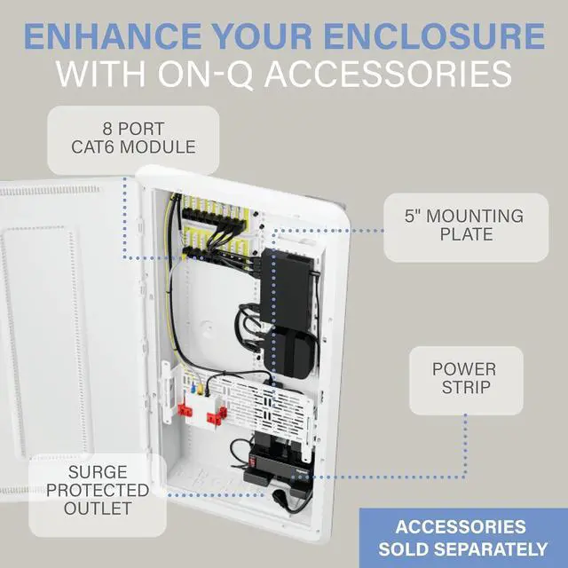 Alt view image 6 of 7 - Legrand - On-Q 30 Inch Media Enclosure, WiFi Electrical Box, Cable Management Box for Distribution of Networking Service, Recessed Media Box Lets Signal Through, White, ENP3050NA