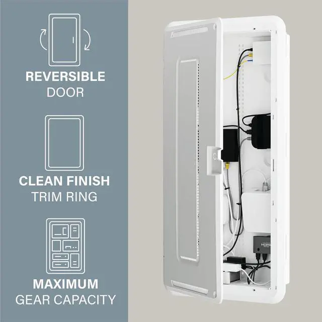 Alt view image 7 of 7 - Legrand - On-Q 30 Inch Media Enclosure, WiFi Electrical Box, Cable Management Box for Distribution of Networking Service, Recessed Media Box Lets Signal Through, White, ENP3050NA
