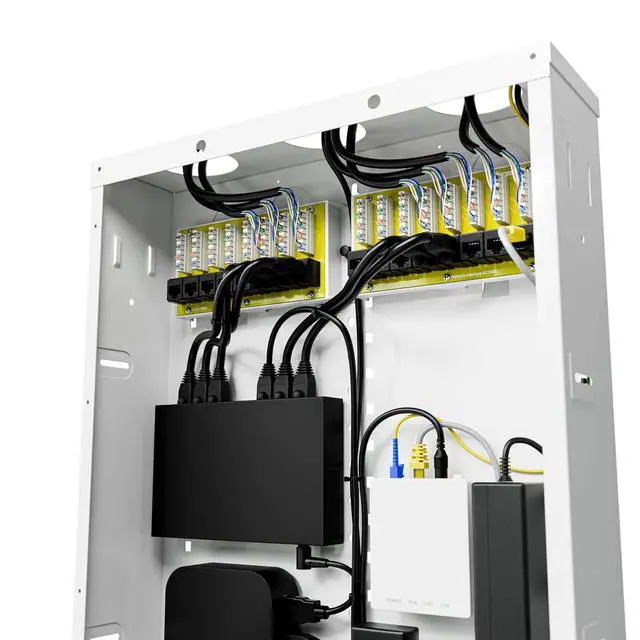 Alt view image 6 of 7 - Legrand On-Q 20-Inch Structured Wiring Enclosure with Screw-On Cover, Durable Steel, Cable Management, Recessed or Surface Mount, Compatible with On-Q Accessories, Glossy White