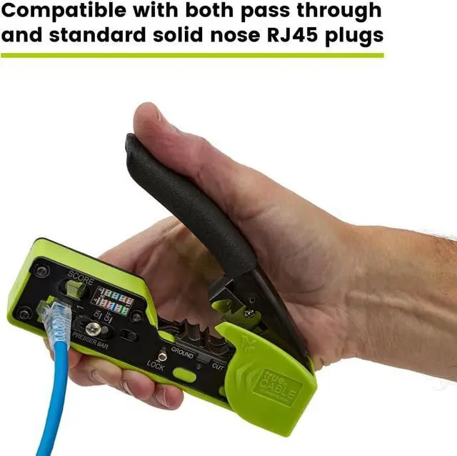 Alt view image 2 of 7 - trueCABLE Crimp Tool for Pass Through RJ45 All-in-One Ethernet Tool: Crimp, Cut, Score - Works with Cat5e, Cat6, Cat6A Shielded and Unshielded Connectors