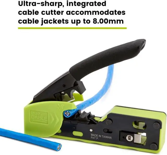 Alt view image 6 of 7 - trueCABLE Crimp Tool for Pass Through RJ45 All-in-One Ethernet Tool: Crimp, Cut, Score - Works with Cat5e, Cat6, Cat6A Shielded and Unshielded Connectors