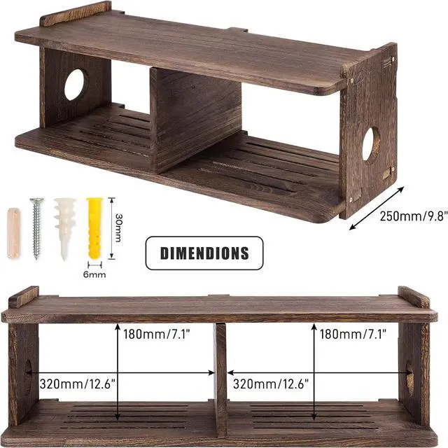 Alt view image 2 of 6 - Floating Shelves Projector Shelf Rack PlayStation Wall Mount Holder TV Stand WiFi Router Storage Box Modem Cable Box Cover Hider TV Shelf for Xbox DVD Players Games Consoles TV