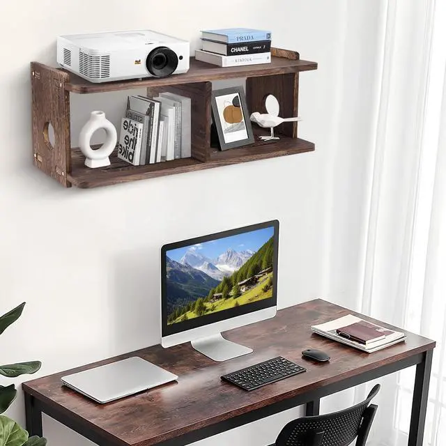 Alt view image 4 of 6 - Floating Shelves Projector Shelf Rack PlayStation Wall Mount Holder TV Stand WiFi Router Storage Box Modem Cable Box Cover Hider TV Shelf for Xbox DVD Players Games Consoles TV