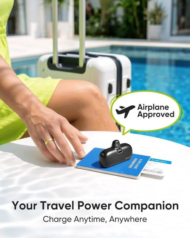Alt view image 7 of 7 - Kuulaa Small Portable Charger iPhone with Built-in Lightning Cable 5000mAh Power Bank Fast Charging for iPhone 14/13/13 Pro/12/12 Pro/11/XR/XS/X/8/7/6 Black