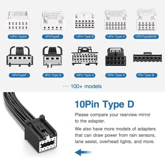 Alt view image 7 of 7 - DashCam Power Adapter,(10P TypeD) Compatible with GMC,Chevy,Cadillca,Buick | for Car with Auto Dimming Rearview Mirror,Built-in Hide USB to GPS Radar Dash Cam Charger Adapter Cable,Clean Install
