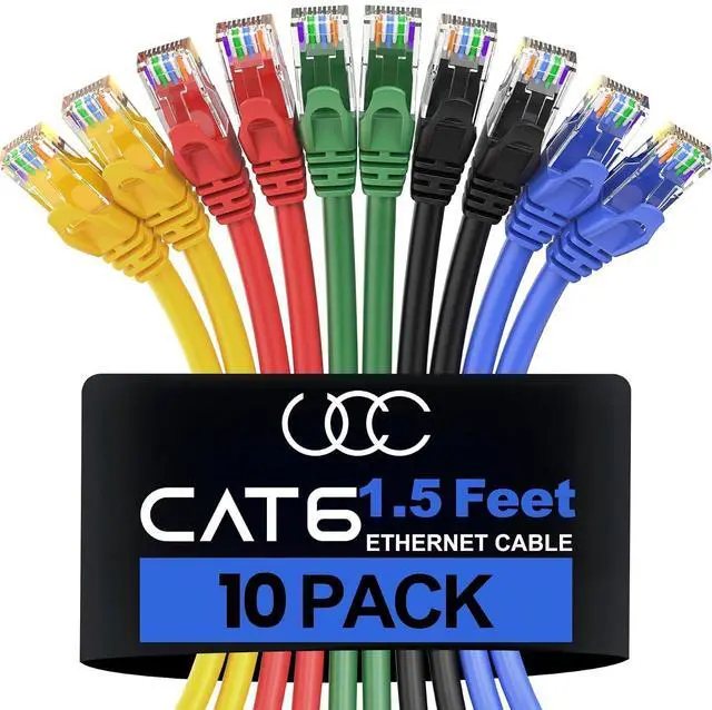 Main image of Ultra Clarity Cables CAT 6 Ethernet Cable (1.5 Feet) LAN, UTP (0.5m) CAT6, RJ45, Network, Patch, Internet Cable - 10 Pack (1.5 ft)