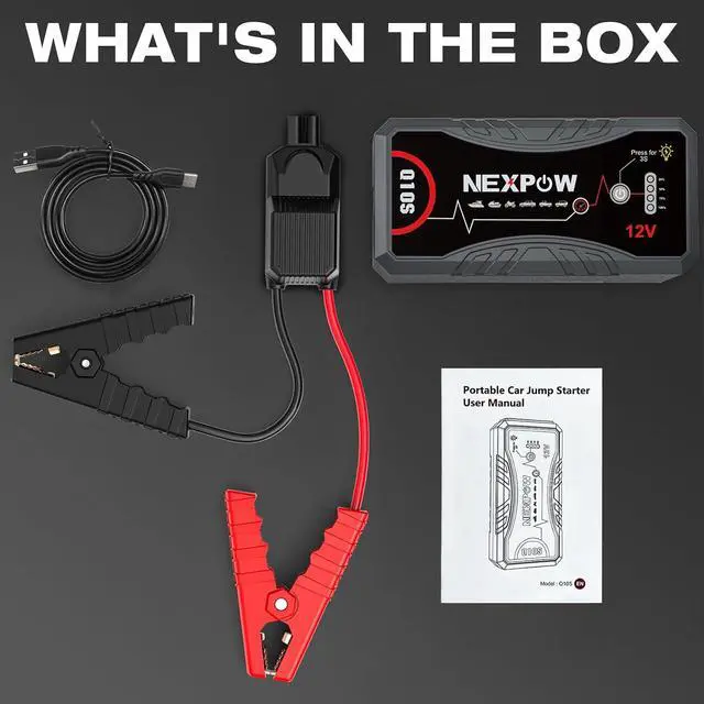 Alt view image 7 of 7 - NEXPOW Car Jump Starter 2026 Upgraded Car Battery Jump Starter Pack 3000A Peak for Up to 9.0L Gas and 7.0L Diesel Engine 12V Auto Battery starter Jumper Cables Portable Lithium Jump Box with USB QC3.0