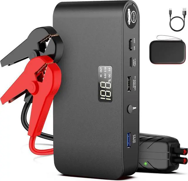 Main image of BOOKOO Car Battery Jump Starter 4000A,16000mAh Portable Battery Jumper Cables for Car 8L Gas 7L Diesel Engines,Jump Box with USB QC 3.0 PD 18W Fast Charging,3 LED Modes with SOS for Emergency Use