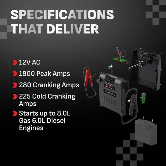 Alt view image 5 of 7 - Schumacher Electric Car Battery Jump Starter & Portable Power Station - 1800 Peak Amps - 12V DC Power Outlet - with Overload & Short-Circuit Protection & Jumper Cables - DSR119