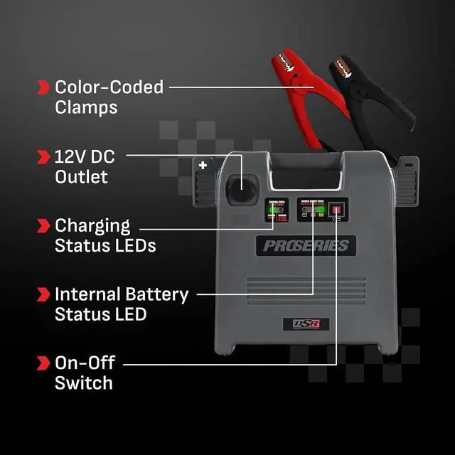 Alt view image 6 of 7 - Schumacher Electric Car Battery Jump Starter & Portable Power Station - 1800 Peak Amps - 12V DC Power Outlet - with Overload & Short-Circuit Protection & Jumper Cables - DSR119