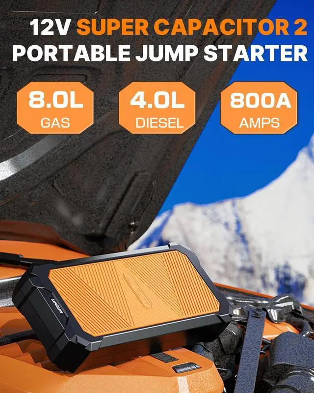 Alt view image 2 of 7 - Autowit Super Capacitor Jump Starter, 12V Batteryless Portable Jump Box, Jumper Cables for 8.0 Gas&4.0 Diesel Car, Portable Jump Starter for Car Battery, Bulit-in Supercapacitor, No Need Pre-Charge