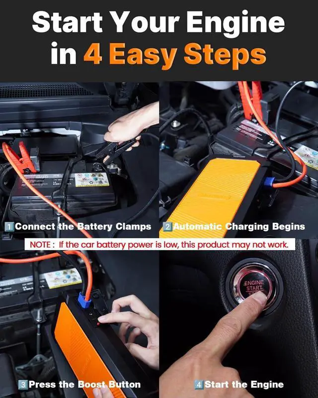 Alt view image 6 of 7 - Autowit Super Capacitor Jump Starter, 12V Batteryless Portable Jump Box, Jumper Cables for 8.0 Gas&4.0 Diesel Car, Portable Jump Starter for Car Battery, Bulit-in Supercapacitor, No Need Pre-Charge