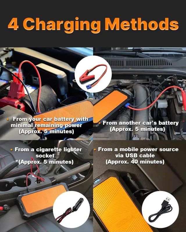 Alt view image 7 of 7 - Autowit Super Capacitor Jump Starter, 12V Batteryless Portable Jump Box, Jumper Cables for 8.0 Gas&4.0 Diesel Car, Portable Jump Starter for Car Battery, Bulit-in Supercapacitor, No Need Pre-Charge