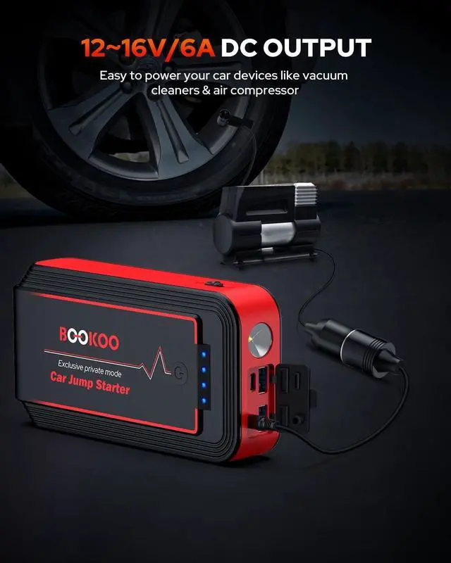 Alt view image 4 of 7 - BOOKOO H9 4500A 12V Jump Starter for Car Boat Lawnmower | For 10L Gas - 8L Diesel Engines - 2 USB Outputs QC 3.0 - 140W DC Output - 3 Modes LED Lights - 10 BMS Protections