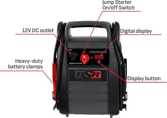 Alt view image 2 of 7 - Schumacher Electric DSR ProSeries Car Battery Jump Starter & Portable Power Station - 2250 Peak Amp 12V Car Starter & Jump Box- Digital Display, Heavy-Duty Booster Cables - DSR167