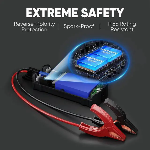 Alt view image 3 of 7 - LOKITHOR J401 2500A 12V Car Battery Jump Starter for 8.5L Gas/6.5L Diesel | Car Battery Jumper Starter Portable, 60W Fast Charging, 44.4Wh Power Bank, 300 Lumen LED Light, Jump Box, Jumper Cables