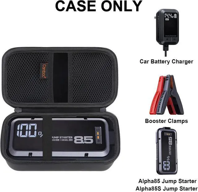 Alt view image 2 of 7 - Canboc Hard Carrying Case for Alpha85 Jump Starter - 2000 Amp 20000mAh Car Starter, Mesh Bag for Jumper Cable, AC Wall Charger, Black