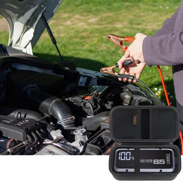 Alt view image 7 of 7 - Canboc Hard Carrying Case for Alpha85 Jump Starter - 2000 Amp 20000mAh Car Starter, Mesh Bag for Jumper Cable, AC Wall Charger, Black
