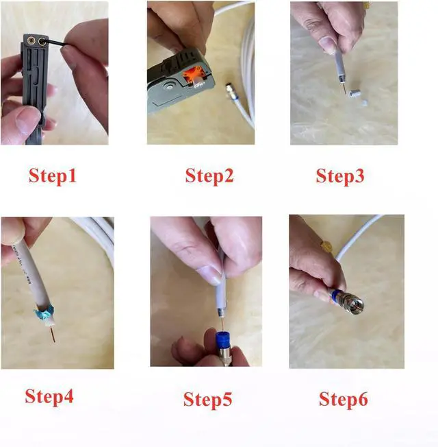 Alt view image 6 of 7 - Gaobige Coax Cable Crimper Tool Kit, rg6 rg59 Coaxial Compression Tool, Wire Stripper, 10pcs RG6 F Connectors