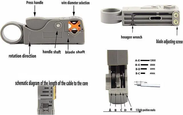Alt view image 7 of 7 - Gaobige Coax Cable Crimper Tool Kit, rg6 rg59 Coaxial Compression Tool, Wire Stripper, 10pcs RG6 F Connectors