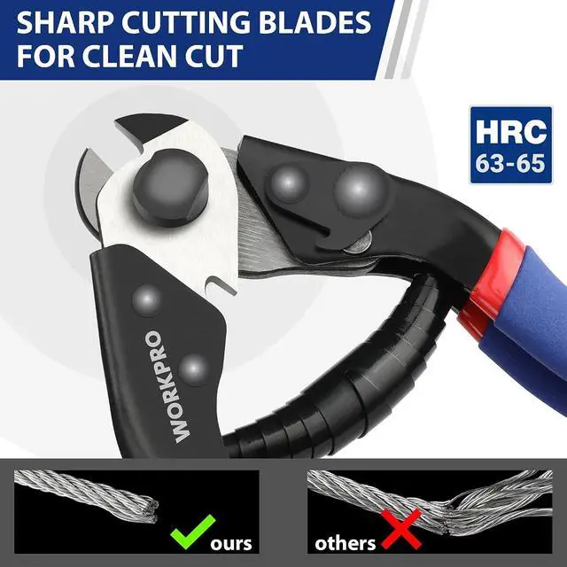 Alt view image 4 of 7 - WORKPRO Cable Cutter, 7-1/2 Inch Heavy Duty Wire Rope Cutter | Cr-V Steel Wire Cable with Safety Lock, Non-Slip Handle For Hard Wire Ropes, Steel Wires And Aircraft Cables