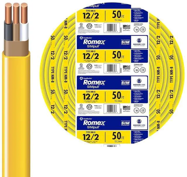 Main image of Southwire Romex Brand Simpull Solid Indoor 12/2 W/G NMB Cable 50ft coil - SW# 28828222