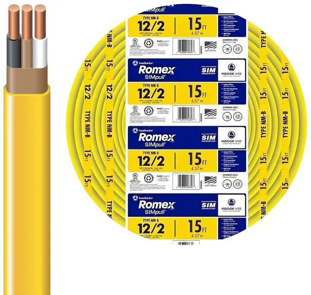 Main image of Southwire Romex Brand Simpull Solid Indoor 12/2 W/G NMB Cable 15ft coil - SW# 28828226