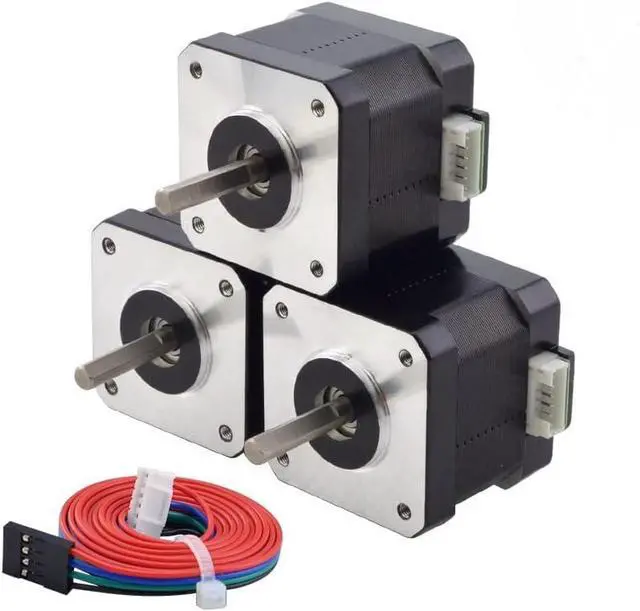 Main image of STEPPERONLINE Nema 17 Stepper Motor Bipolar 1.5A 42Ncm 42x42x38mm 1.8deg 4 Wires with 1m Cable and Connector (3 Pack)