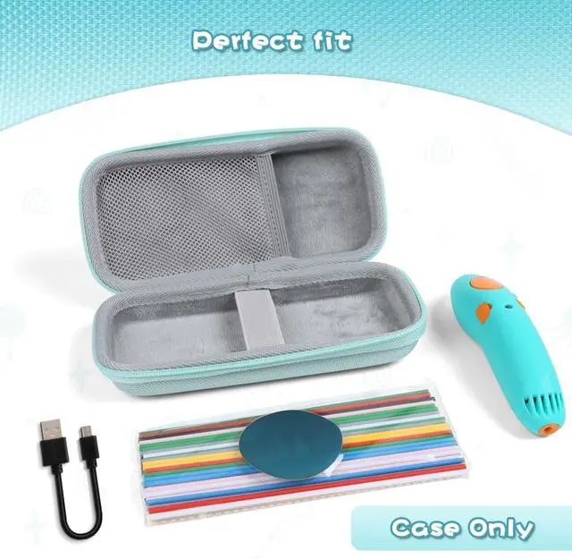 Alt view image 2 of 7 - Case Compatible with 3Doodler Start+ Essentials for 3D Printing Pen Set for Kids, Travel Organizer Holders for Filament Refill Packs and and USB Cable, Protective Case,(Box Only)-Green