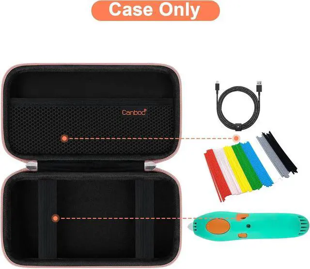Alt view image 2 of 6 - Canboc Hard Case for 3Doodler Start+ Essentials (2024) 3D Pen Set for Kids, 3D Pens Storage Organizer Carrying Holder, Mesh Pocket fit 3Doodler Start Plastic Filaments, Cable, Rose Gold (CASE ONLY)