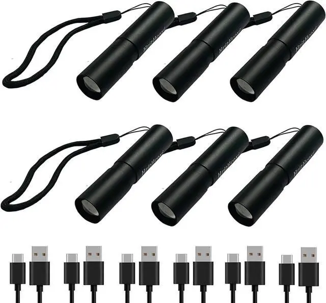 Main image of Rechargeable LED Flashlights, 6pcs USB Zoomable Rechargeable Flashlight | Waterproof LED Flashlight, High Lumens 3 Mode XPE Rechargeable Flash Light for Camping, Hiking, Riding, Emergencies